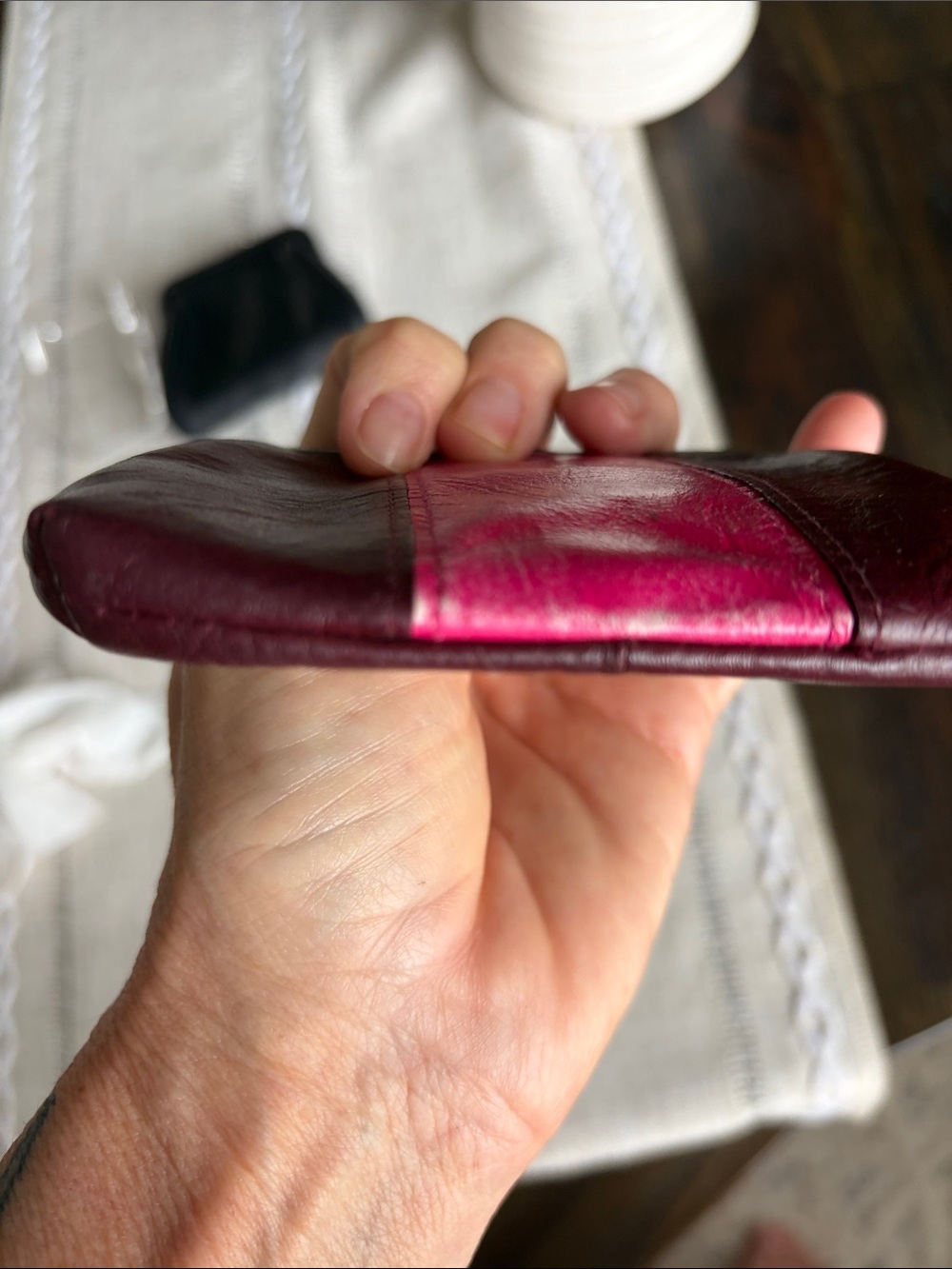 Vintage Genuine Leather Kiss-Lock Coin Purse - Black - Picture 11 of 16